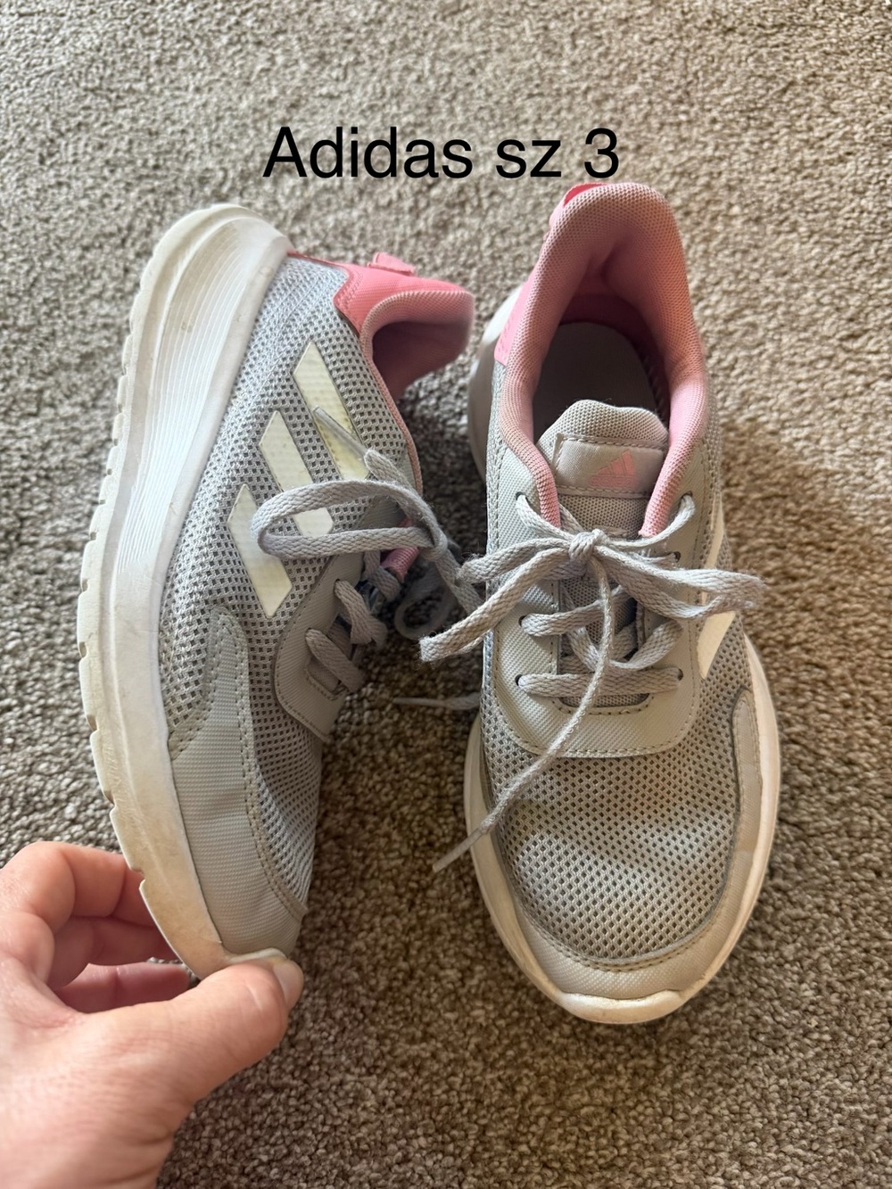 Adidas Kids Gray & Pink Mesh Sneakers Sz 3